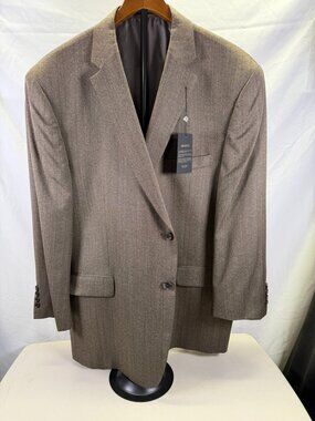 Jos A Bank Res 50R Blazer Silk Wool Lt Tan Herringbone Two Button Lined  New